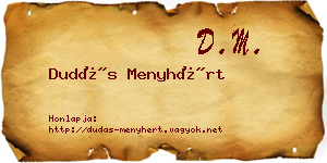 Dudás Menyhért névjegykártya